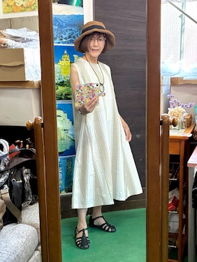 「koibitomisakiのアイテム（ワンピース、ベージュ系）」を使った、ruadaisukiさん（レディース・158cm）の夏コーディネート