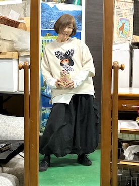 「TRUBEのアイテム（スカート、ブラック系）」を使った、ruadaisukiさん（レディース・158cm）の冬コーディネート