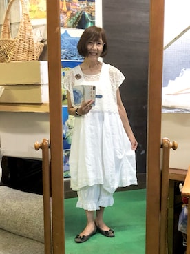 「白ワンピース」｜ruadaisukiさん（レディース・158cm）の夏コーディネート
