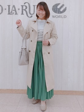 「DRESKIP（ドレスキップ）のアイテム（トレンチコート）」を使った、とろろさん（レディース・153cm）の冬コーディネート