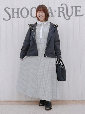 「シャツワンピ」｜「アイテム（ブルゾン）」を使った、とろろさん（レディース・153cm）の春コーディネート