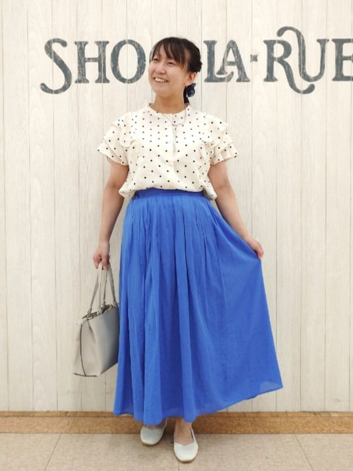 OHGA CANDY ドットフリルブラウス ネイビー OHGA オーガ キャンディー