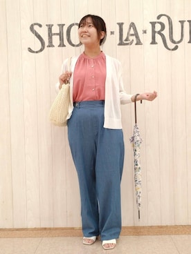 「アイテム（長傘、ホワイト系）」を使った、とろろさん（レディース・153cm）の夏コーディネート