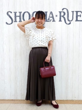 「アイテム（その他シューズ、レッド系）」を使った、とろろさん（レディース・153cm）の秋コーディネート