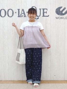 「アイテム（トートバッグ）」を使った、とろろさん（レディース・153cm）の夏コーディネート