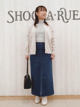 「タートルネック」｜「アイテム（デニムスカート）」を使った、とろろさん（レディース・153cm）の秋コーディネート