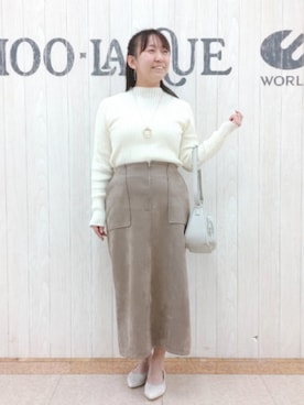 「リブニット」｜「アイテム（その他シューズ）」を使った、とろろさん（レディース・153cm）の冬コーディネート
