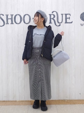 「アイテム（ハンチング/ベレー帽）」を使った、とろろさん（レディース・153cm）の冬コーディネート