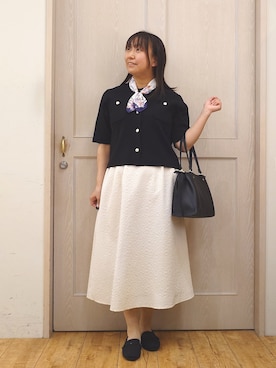 「SHOO・LA・RUE（シューラルー）の【軽量/2WAY】ふわっと軽いミニトートバッグ（トートバッグ、ブラック系）」を使った、とろろさん（レディース・153cm）の春コーディネート