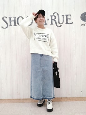 「ロゴ」｜「アイテム（ニット/セーター）」を使った、とろろさん（レディース・153cm）の冬コーディネート