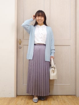 「SHOO・LA・RUE（シューラルー）の【洗濯機可/ひんやり/UV】さらっとしたタッチが心地よい ミドルカーディガン（カーディガン/ボレロ、グリーン系）」を使った、とろろさん（レディース・153cm）の春コーディネート