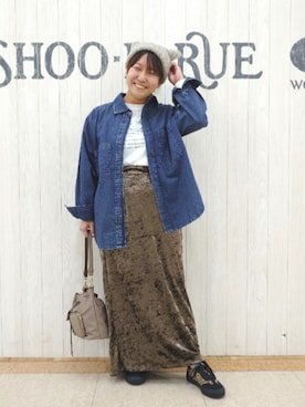「SHOO・LA・RUE（シューラルー）のアイテム（ニットキャップ/ビーニー）」を使った、とろろさん（レディース・153cm）の秋コーディネート