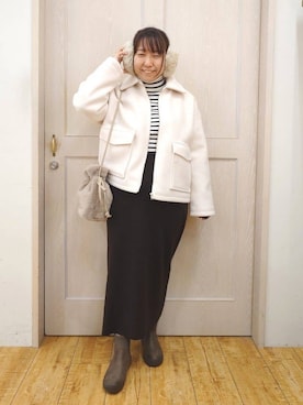 「アイテム（イヤーマフ、ベージュ系）」を使った、とろろさん（レディース・153cm）の秋コーディネート