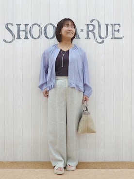「SHOO・LA・RUE（シューラルー）の【S-LL】軽やかな シアーライトブルゾン（ブルゾン、ブルー系）」を使った、とろろさん（レディース・153cm）の夏コーディネート