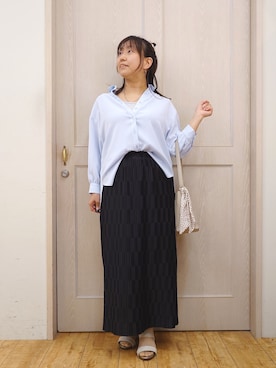 「SHOO・LA・RUE（シューラルー）のスカーフ付きショルダーバッグ（ショルダーバッグ、ベージュ系）」を使った、とろろさん（レディース・153cm）の春コーディネート