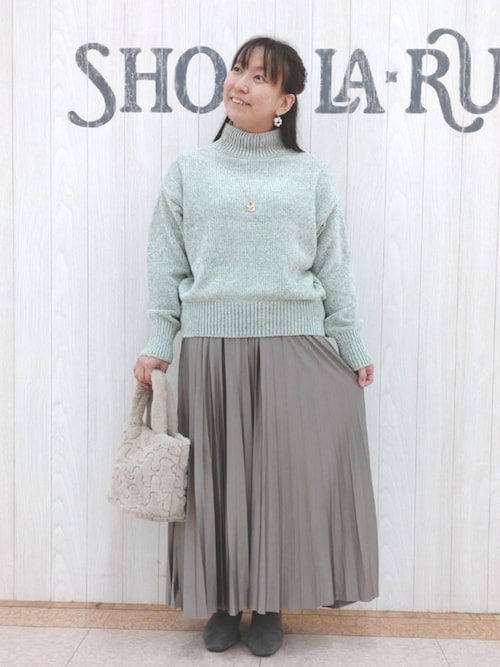 セール】肌触り柔らか ベロアモール モックネックニット（ニット