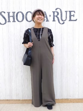 「アイテム（サロペット/オーバーオール）」を使った、とろろさん（レディース・153cm）の秋コーディネート
