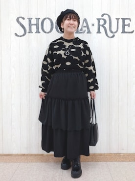 「ティアードスカート」｜「アイテム（ハンチング/ベレー帽）」を使った、とろろさん（レディース・153cm）の冬コーディネート
