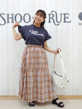 「アイテム（ピアス（両耳用）、ブラック系）」を使った、とろろさん（レディース・153cm）の夏コーディネート