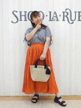 「シャーリング」｜とろろさん（レディース・153cm）の夏コーディネート