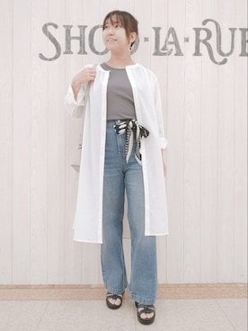 「シャツワンピ」｜「アイテム（財布/小物）」を使った、とろろさん（レディース・153cm）の春コーディネート