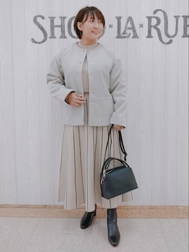 「DRESKIP（ドレスキップ）のアイテム（ノーカラーコート）」を使った、とろろさん（レディース・153cm）の冬コーディネート