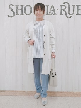 「ロングカーディガン」｜とろろさん（レディース・153cm）の春コーディネート