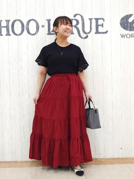 「アイテム（ピアス（両耳用）、ブラック系）」を使った、とろろさん（レディース・153cm）の夏コーディネート