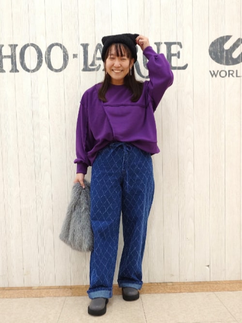 セール】【S-LL】こなれ見え リボン付き アソートデニムワイドパンツ