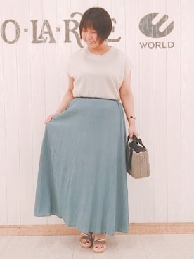 「DRESKIP（ドレスキップ）のアイテム（サンダル）」を使った、とろろさん（レディース・153cm）の夏コーディネート
