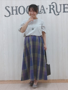 「タータンチェック」｜「アイテム（アクセサリー）」を使った、とろろさん（レディース・153cm）の夏コーディネート