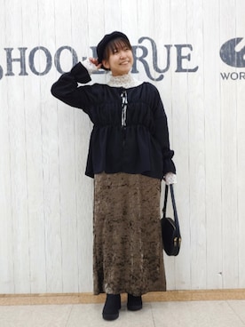 「アイテム（ハンチング/ベレー帽）」を使った、とろろさん（レディース・153cm）の秋コーディネート