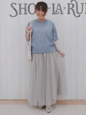 「アイテム（その他トップス、パープル系）」を使った、とろろさん（レディース・153cm）の春コーディネート