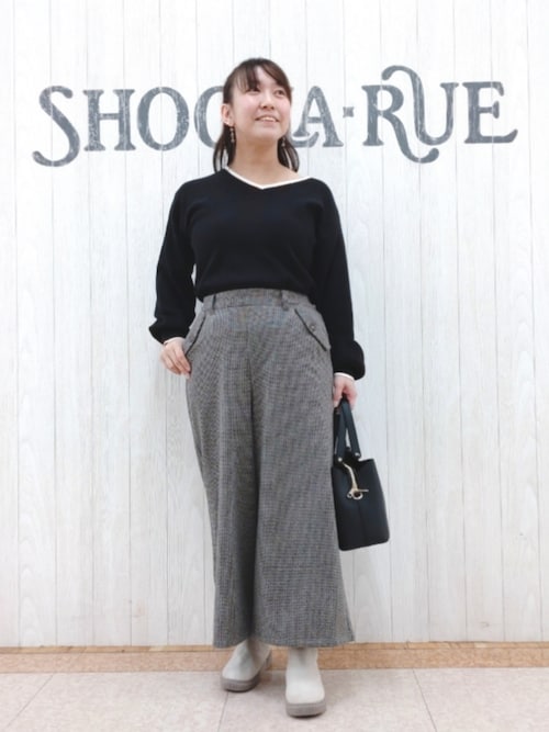 ビアズリー　ダークブルー ガウチョパンツ ストレッチジョーゼットパンツ （その他パンツ）｜BEARDSLEY