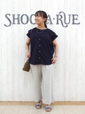 「アイテム（ピアス（両耳用）、ブラック系）」を使った、とろろさん（レディース・153cm）の夏コーディネート