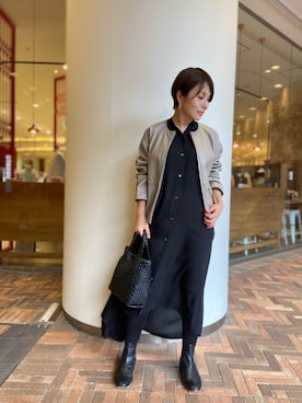 「BEARDSLEY（ビアズリー）のアイテム（ブルゾン）」を使った、ma14yさん（レディース・159cm）の秋コーディネート