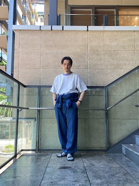 「EKAL（エカル）のデニムジャンプスーツ（その他パンツ、ブルー系）」を使った、tsubakiさん（メンズ・178cm）の春コーディネート