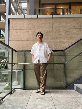 「URBAN RESEARCH（アーバンリサーチ）のLINEN SHORT-SLEEVE SHIRTS（シャツ/ブラウス）」を使った、tsubakiさん（メンズ・178cm）の夏コーディネート