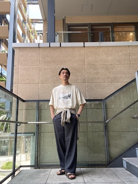 「URBAN RESEARCH DOORS（アーバンリサーチドアーズ）のBIRKENSTOCK　EXCLUSIVE ARIZONA WB(REG)（サンダル、ブラウン系）」を使った、tsubakiさん（メンズ・178cm）の秋コーディネート