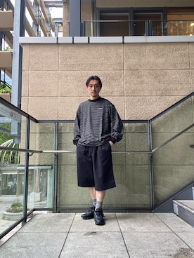 「LOTTO（ロット）のLOTTO　FINE BORDER LONG-SLEEVE T-SHIRTS（Tシャツ/カットソー、ホワイト系）」を使った、tsubakiさん（メンズ・178cm）の春コーディネート