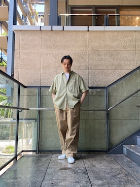 「URBAN RESEARCH DOORS（アーバンリサーチドアーズ）のDANTON　POCKET T-SHIRTS（Tシャツ/カットソー、ホワイト系）」を使った、tsubakiさん（メンズ・178cm）の春コーディネート