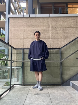 「EKAL（エカル）の『吸水速乾/通気性/軽量』DOT AIR LONG-SLEEVE PULLOVER（Tシャツ/カットソー、ブルー系）」を使った、tsubakiさん（メンズ・178cm）の春コーディネート