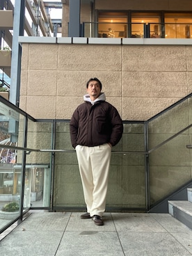 「アイテム（パーカー、グレー系）」を使った、tsubakiさん（メンズ・178cm）の冬コーディネート