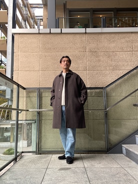 「アイテム（ステンカラーコート）」を使った、tsubakiさん（メンズ・178cm）の秋コーディネート