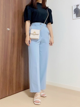 「GRL（グレイル）のスクエアトゥローヒールサンダル（サンダル、ベージュ系）」を使った、star🌟さん（レディース・157cm）の夏コーディネート