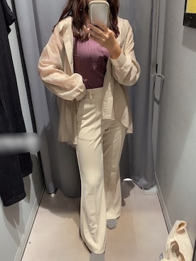 「GRL（グレイル）のシアーオーバーシャツ（シャツ/ブラウス、ベージュ系）」を使った、star🌟さん（レディース・157cm）の夏コーディネート