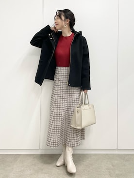 「スカラップ」｜「アイテム（ジャケット/アウター）」を使った、あやさん（レディース・160cm）の冬コーディネート