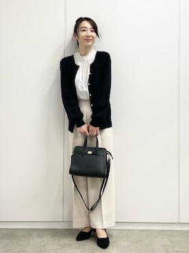 「おとなコーデ」｜「アイテム（トートバッグ）」を使った、あやさん（レディース・160cm）の冬コーディネート