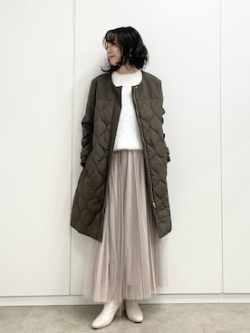 「DRESKIP（ドレスキップ）のアイテム（その他アウター）」を使った、あやさん（レディース・160cm）の冬コーディネート