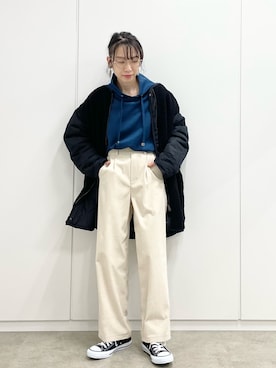 「DRESKIP（ドレスキップ）のアイテム（パーカー）」を使った、あやさん（レディース・160cm）の冬コーディネート